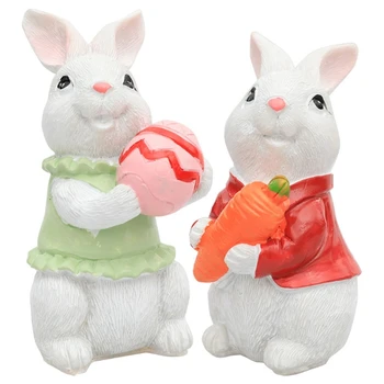 1 пара пасхальных кроликов с морковным орнаментом для Веселой Пасхальной вечеринки, Украшение для дома, Прямая поставка