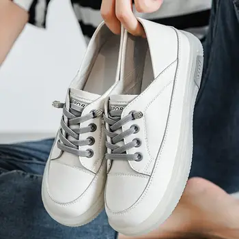 2023 Белые туфли Из мягкой кожи, комфортная Женская обувь, Новая Женская обувь, Спортивная Повседневная обувь, женская обувь