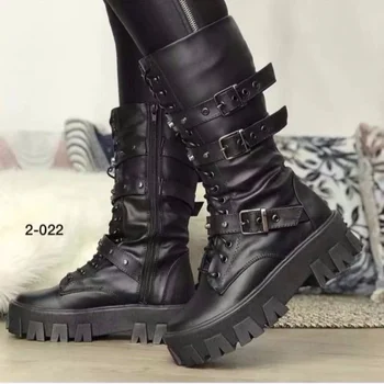 2023 Новые женские осенне-зимние модные ботинки на молнии со шнуровкой, женские спортивные ботинки на платформе и каблуке, однотонные ботинки