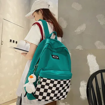 2023 новые модные дизайны унисекс школьная сумка в клетку нейлоновая водонепроницаемая однотонная сумка для девочек и мальчиков студенческая сумка через плечо