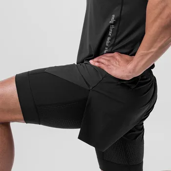 2023 Новые мужские шорты с подкладкой в американском стиле, поддельные баскетбольные тренировочные спортивные штаны с тремя штанами ниже колена