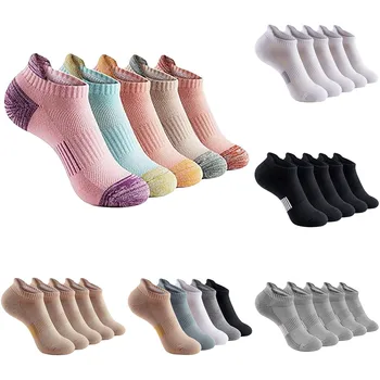 5 Пар комплектов Женских утолщенных спортивных носков для бадминтона, дышащие носки для бега, мягкие носки для женской одежды