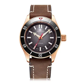 Aquatico Super Star, бронзовые часы для дайвинга, черный циферблат без даты (сделано в Гонконге PT5000)