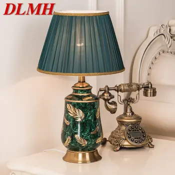 DLMH Современная зеленая керамическая настольная лампа LED Китайская креативная роскошная Прикроватная Тумбочка для домашнего декора гостиной Спальни