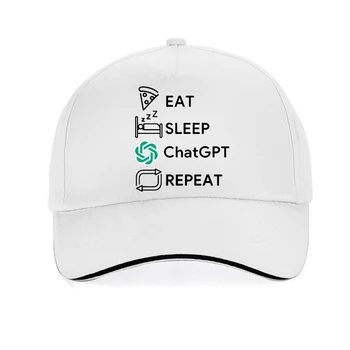 Eat Sleep ChatGPT Повтор забавной печати мужская Бейсболка Чат GPT Минималистичное Художественное Произведение Подарок Дальнобойщику Snapback шляпы Casquette