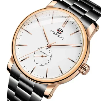 Forsining 142A Модные деловые водонепроницаемые мужские наручные часы из нержавеющей стали, мужские часы с механическим управлением, лучший бренд класса люкс