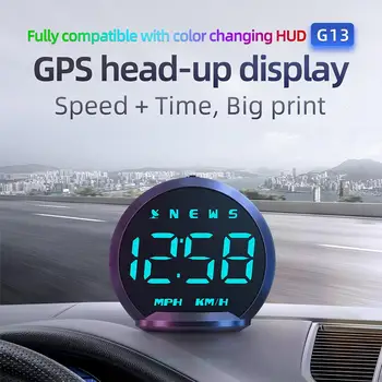 G13 Цифровой GPS спидометр HUD Автомобильный головной дисплей с компасом Предупреждение о превышении скорости При утомленном вождении Универсальный автомобиль