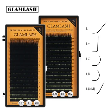 GLAMLASH L / L + / LC / LD / LU / M / N Наращивание Ресниц Curl 16 рядов / набор для наращивания в лотке Матово-Черный Индивидуальный Инструмент Для макияжа Накладные Ресницы