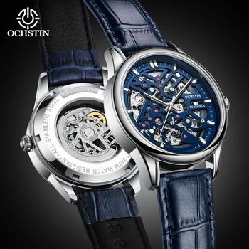 OCHSTIN 2023 Новейшие водонепроницаемые мужские часы со скелетонированным корпусом из нержавеющей стали, лучший бренд класса Люкс, прозрачные механические спортивные