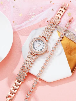 Sdotter 2022 новые хит продаж женские часы со стразами браслет комбинированный набор темперамент элегантные часы из розового золота reloj mujer
