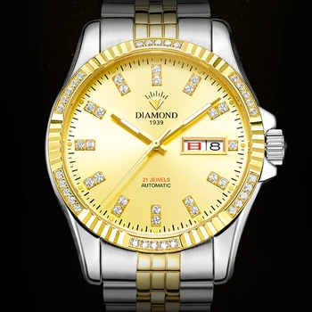 Shanghai Diamond Золотые часы Мужские Роскошные Автоматические часы 40 мм Механические Наручные часы Лучший бренд Классические Часы Дань Уважения 1939 Ретро