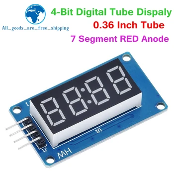 TZT TM1637 Светодиодный дисплейный модуль для Arduino 7 Сегментные 4 бита 0,36 Дюймовые часы Цифровая трубка с красным анодом Комплект из четырех последовательных плат драйвера