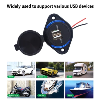 Автомобильное зарядное устройство с двумя USB QC3.0, Адаптер для зарядки PD, зарядное устройство для автомобильного телефона, порт Type C 12/24 В для авто, мотоцикла, лодки
