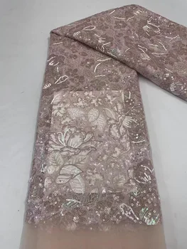 Африканская кружевная ткань Высокого качества 2022 Свадебное вечернее платье Женское Французская Вышивка Тюль с блестками Чистая Белая Нигерийская Сетка Последовательность