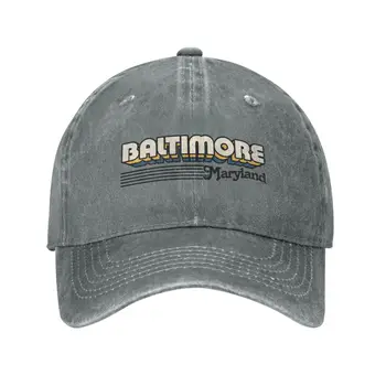 Балтимор, Мэриленд, бейсболки в ретро-полоску, джинсовые шляпы Snapback, Уличная бейсболка, хип-хоп Бейсбольная Ковбойская шляпа для унисекс