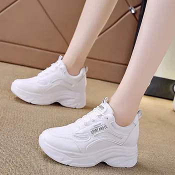 Белая спортивная обувь, Женские теннисные туфли на платформе, Женские кроссовки для бега, женские повседневные роскошные дизайнерские туфли на высоком каблуке