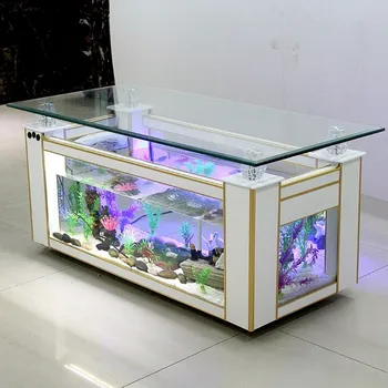 В небольшой гостиной Прямоугольный Экологический аквариум с рыбками Аквариумный журнальный столик Креативная Независимая Открытая банка с чайной черепахой 