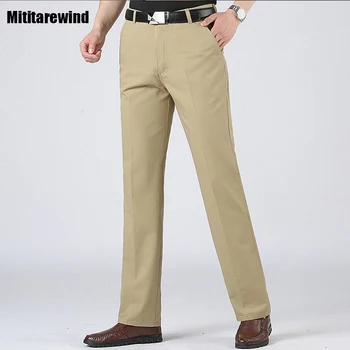 Весна-лето, новые брюки-карго цвета Хаки, мужские деловые повседневные брюки из чистого хлопка, дышащие тонкие прямые брюки со средней талией, новинка в брюках