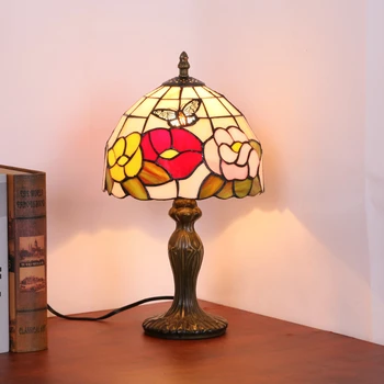 винтажная прикроватная тумбочка для спальни E27 светодиодная настольная лампа ручной работы, креативный домашний декор, ночная тумбочка из витражного стекла ручной работы, настольная лампа