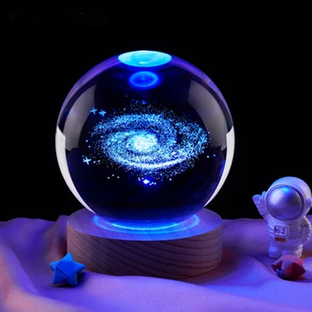 Галактическая система 3D Гравированный хрустальный шар ночник для мальчиков и девочек подарок друзьям на день рождения Рождественское украшение спальни