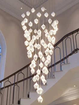 Двойная лестничная люстра вилла ресторан люстра моделирование цветов гостиничные лампы