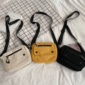 Женская холщовая сумка для девочек в японском стиле, маленькая сумка через плечо, женская сумка-мессенджер, студенческая сумка через плечо, кошелек, сумка для телефона