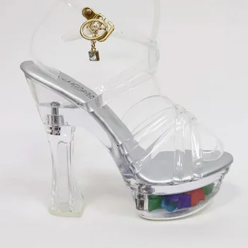 Женские босоножки LTARTA на высоком каблуке 14 см с цветочной прозрачной пряжкой из хрусталя Sexy серии 10365 LFD