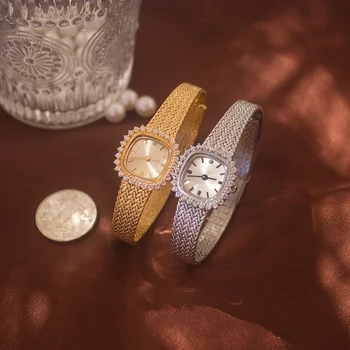 Женские часы с роскошным элегантным циферблатом и бриллиантами, золотые часы в подарок любителю, духовой оркестр, 24-каратный позолоченный высококачественный кварц