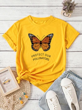 ЗАЩИТИТЕ НАШИХ ОПЫЛИТЕЛЕЙ, Хлопковая футболка с принтом бабочки в стиле готический гранж, эстетическая мода, повседневная футболка унисекс с коротким рукавом