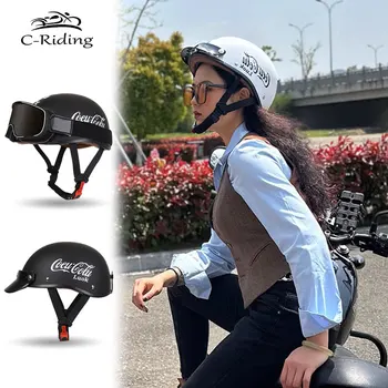 Защитный колпачок для мотошлема с открытым лицом, АБС-оболочка для взрослых, унисекс, Ретро мотоциклетный шлем, ультралегкий, одобренный для велоспорта в полторочки