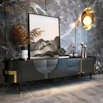 Итальянская мягкая роскошная подставка для телевизора, Современная минималистичная вилла, гостиная, Напольный шкаф из каменной плиты, Высококачественные декоративные шкафы для хранения.