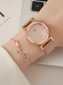 Классические стильные женские кварцевые часы с бриллиантом и женским браслетом Love. Для повседневной жизни.