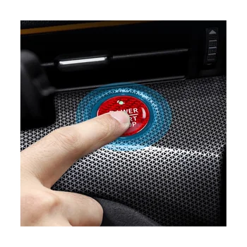 Кнопка остановки двигателя автомобиля, накладка на кнопку из настоящего углеродного волокна для Mach-E 2021 2022 (черный)