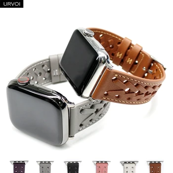 Кожаный ремешок URVOI для Apple Watch Ultra series 8 7 6 SE 54 плетеный ремешок для iWatch 41 45 мм с пряжкой дышащий мягкий дизайн