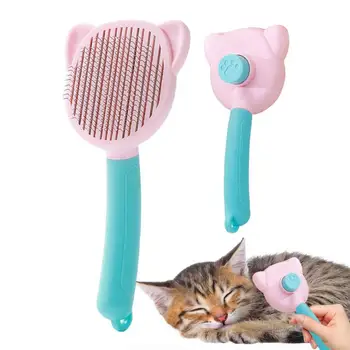 Кошачьи Щетки Для Комнатных Кошек Cat Slicker Brush Самоочищающаяся Кошачья щетка Для чистки В один клик Для Длинношерстных Или Короткошерстных Кошек Cat Comb