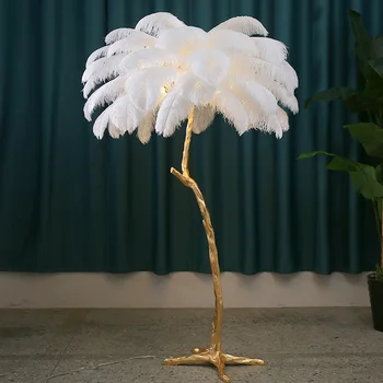 Креативный торшер из страусиных перьев Nodic, светильник, латунь, золото, скандинавский светильник для гостиной, вилла Tripot Home Decor
