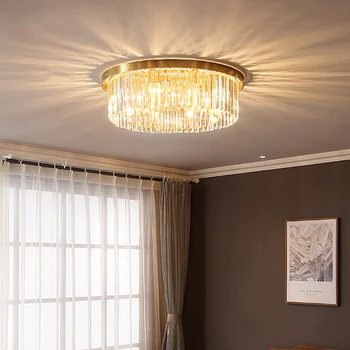 Лампа в гостиной Точечный потолочный светильник из кристально чистой меди, постмодернистский светильник, роскошный потолочный светильник в спальне, простая учебная лампа