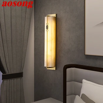 Латунный настенный светильник AOSONG LED, современные роскошные Мраморные бра, декор для дома, спальни, гостиной, коридора