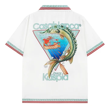 Летние повседневные рубашки CASABLANCA, топ-тройник American High Street с океанским принтом, мужские И женские Свободные удобные футболки Casablanca