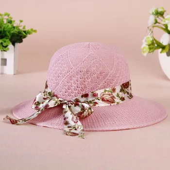 Летние солнцезащитные шляпы для девочек, широкополая соломенная шляпа с бантом и лентой, женские шляпы для защиты от солнца на открытом воздухе, Цветные Женские панамы