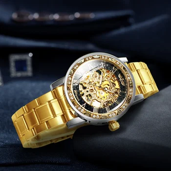 Механические часы с прозрачным бриллиантом, наручные часы-скелет для мужчин, роскошные часы от лучшего бренда, мужской Королевский подарок