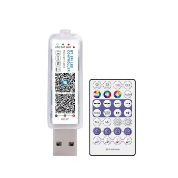 Мини-USB Bluetooth Музыкальное ПРИЛОЖЕНИЕ 2048 Пиксельный Контроллер с Радиочастотным 28-Клавишным Пультом Дистанционного Управления для Светодиодных Пиксельных Полос Dream Color с возможностью Адресации
