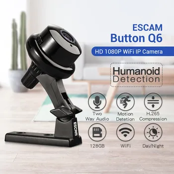 Мини-WIFI-камера ночного видения Escam Q6 с функцией обнаружения движения, камера наблюдения P2P ONVIF с поддержкой 128 ГБ памяти SD