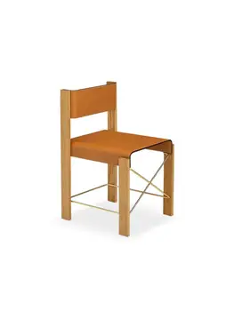 Минималистичный обеденный стул из натуральной кожи, легкое роскошное дизайнерское семейное кресло-книжка из высококачественной дубовой кожи с седлом
