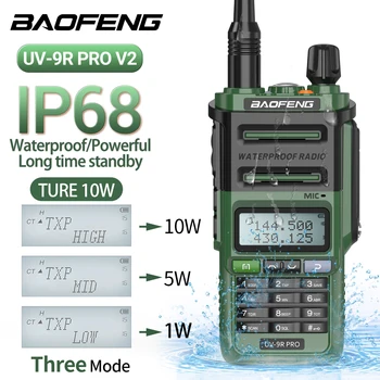 Модернизированная Baofeng UV-9R Pro V2 Водонепроницаемая Портативная рация IP68 Высокой мощности Ham CB Радио Двухдиапазонный UHF VHF Профессиональный Радиоприемник UV9RPRO