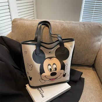 Модная женская сумка Disney Mickey Мультяшная сумка для пригородных поездок большой емкости Повседневная Универсальная экологическая сумка для покупок