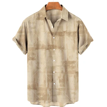 Мужская гавайская рубашка, мужская винтажная рубашка оверсайз с коротким рукавом Для мужчин, модная летняя пляжная блузка с кубинским воротником, мужская одежда