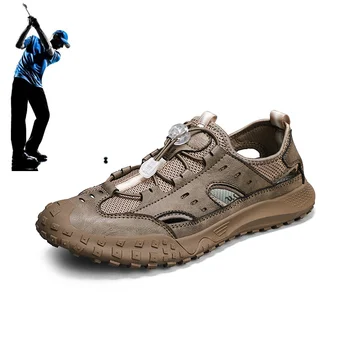 Мужская летняя дышащая обувь для гольфа, Уличная удобная обувь для фитнеса, Мужская повседневная спортивная обувь на высоком каблуке