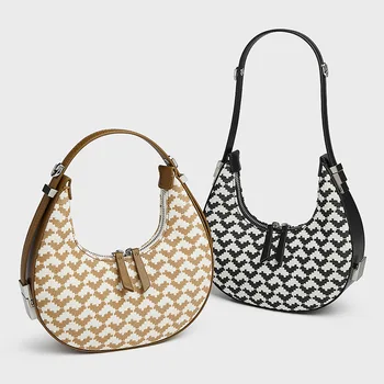 Новая вышитая женская сумка через плечо, портативная, нишевый дизайн, текстура премиум-класса, повседневная модная сумка подмышками