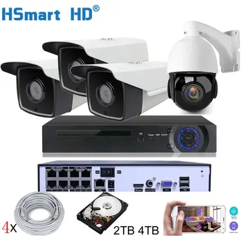 Новая Система Видеонаблюдения 4K Security CCTV POE NVR 5MP Аудио Микрофон Домашнего Видеонаблюдения Водонепроницаемая Камера Наружного наблюдения 30xzoom Ptz Speed Dome Cam